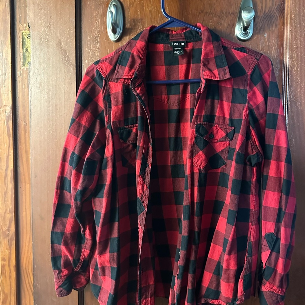 Torrid Red and Black Checkered Top
